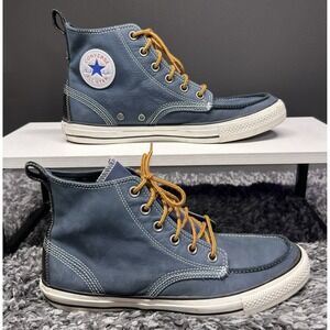 Converse Chuck Taylor Shoes Sneakers Mens Size 10 Blue Boot High Leather Moc Toe